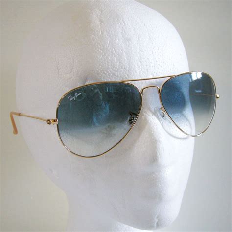 Ray Ban Aviator 3025 0013f Sunglasses Large Gold Blue Gradient Italy