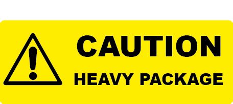 Yellow Caution Heavy Package Rectangle Shipping Labels Flexi Labels