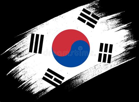 Bandeira Da Coreia Do Sul Tinta De Pincel Texturizada Isolada Em