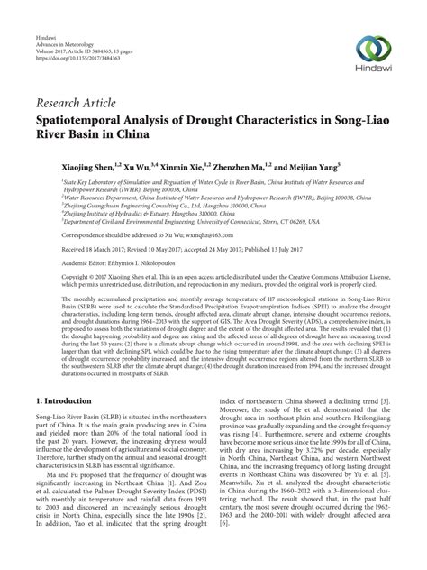 Pdf Spatiotemporal Analysis Of Drought Characteristics In Song Liao