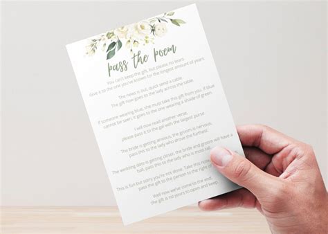 Pass The Poem Bridal Shower Game Template Etsy