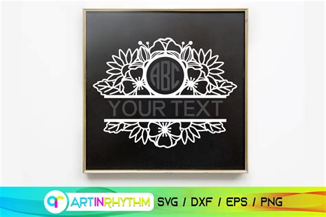 Floral Split Monogram Frame Svg Wedding Monogram Svg Family - Etsy