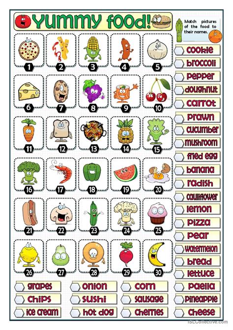 YUMMY FOOD WORDSEARCH Pictur English ESL Worksheets Pdf Doc