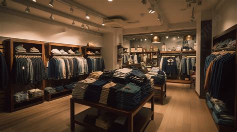 Fondo El Interior De Una Tienda De Ropa Llena De Camisas Azules Fondo