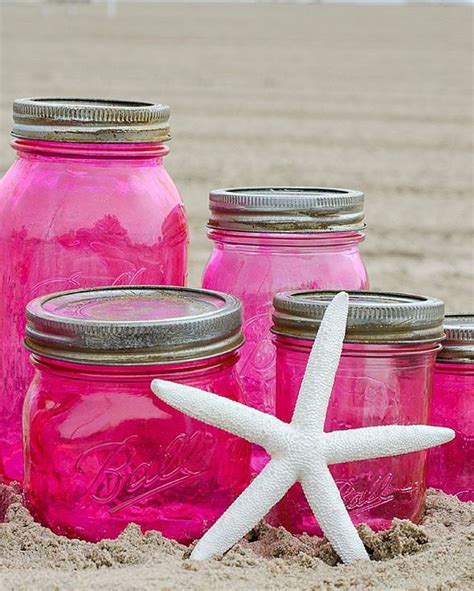 Pink Vintage Look Mason Jars Mason Jar Crafts Love Pink Mason Jars Diy Pink Mason Jars