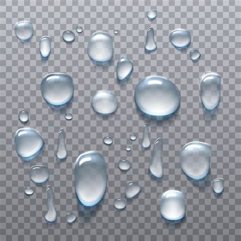 Premium Vector Realistic Vector Icon Set Water Drops Rain Drops In