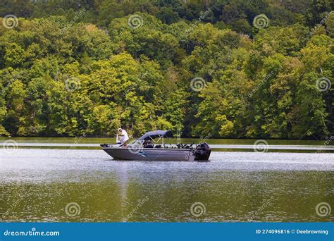 Fishing From Boat On The Holston River In Kingsport Tn Usa Editorial