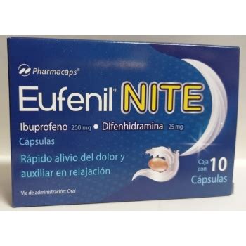 EUFENIL NITE IBUPROFENO DIFENHIDRAMINA 200MG 25MG C 10 CAPSULAS