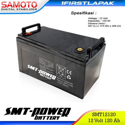 Jual Baterai Smt Power 12 Volt 120 Ah Smt12120 Aki Kering Ups Baterai Vrla Battery Samoto 12v