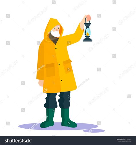 Man Yellow Raincoat Vector Illustration Old Stock Vector Royalty Free