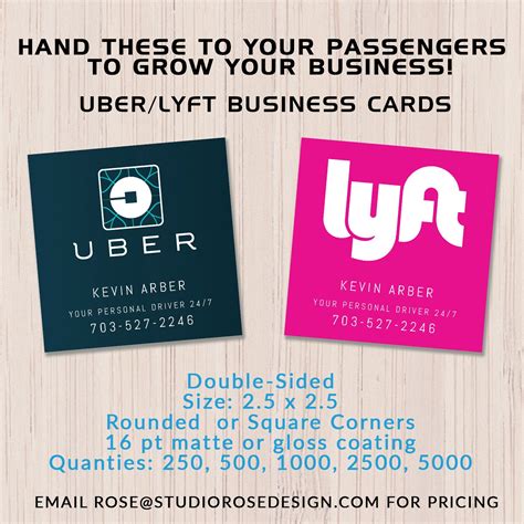 Uber Lyft Business Cards Social Media Cards New Uber Logo