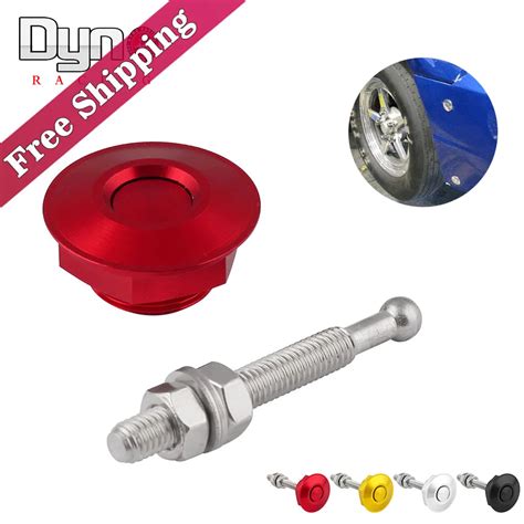 Universal Aluminum Push Button Billet Hood Pins Lock Clip Kit Car Quick