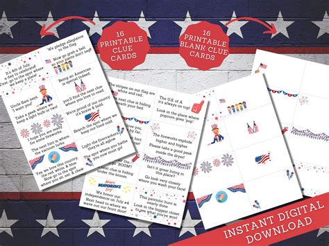 4th Of July Scavenger Hunt Printable Clues Indoor Treasure Hunt Hints