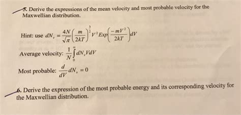 Solved S Derive The Expressions Of The Mean Velocity And Chegg