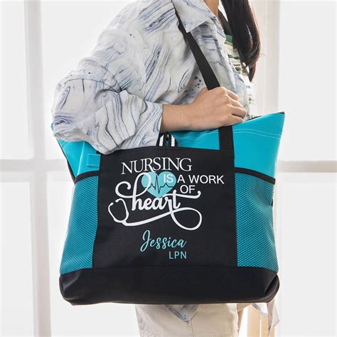 Personalized Large Nurse Tote Bag For Work Canvas Nursing Bag With