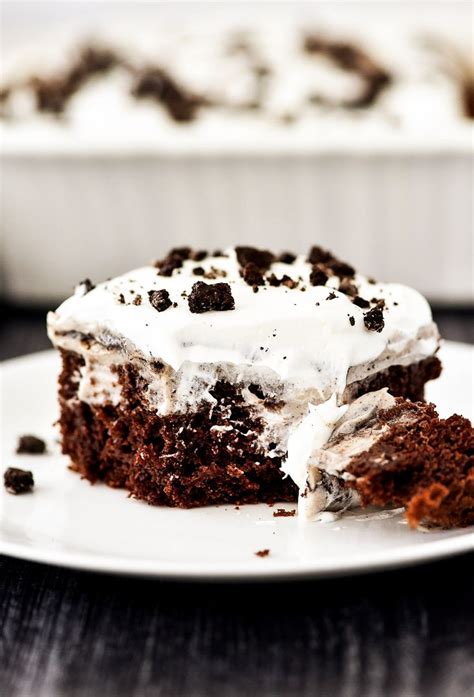 Oreo Pudding Poke Cake Is A Light And Airy Chocolate Cake Soaked