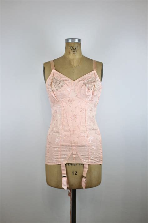 S Vintage Corselette Nude Girdle Corset Pink Vintage Bustier Vintage Corset Antique