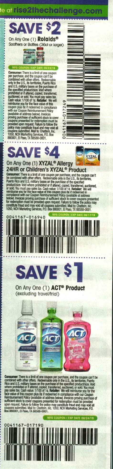 15 Coupons $2/1 Rolaids Soothers or Bottles 36ct + $4/1 Xyzal + $1/1 ...