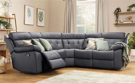 Grosvenor Grey Leather Recliner Corner Sofa | Furniture And Choice