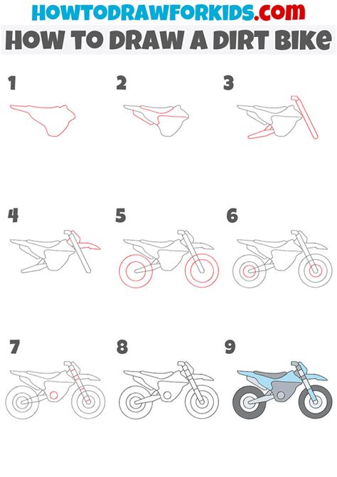 How To Draw A Dirt Bike Easy Drawing Tutorial For Kids