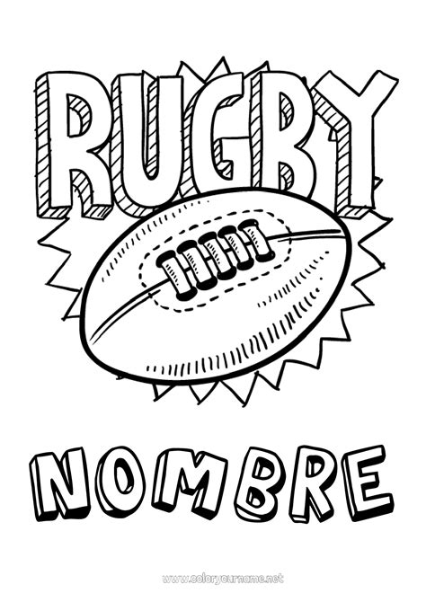 N De Colorear Sport Rugby Pelota De Rugby