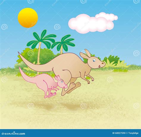 Kangaroos hopping stock illustration. Illustration of life - 60027590