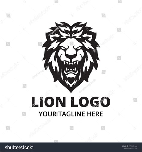 Black White Roar Lion Head Logo Stock Vector (Royalty Free) 1751161988 ...