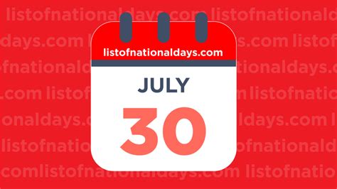 JULY-30 - List Of National Days