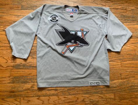 Vtg S Nhl San Jose Sharks Ccm Center Ice Jersey Gray Size Xl Made In