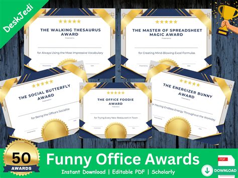 50 Funny Office Awards Printable Certificates Boost Morale And Celebrate Achievements Instant