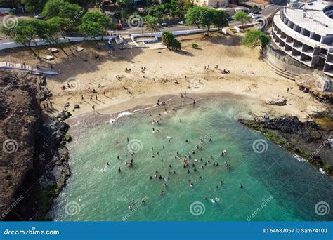 Aerial View of Prainha Beach in Praia - Santiago - Capital of C Stock ...