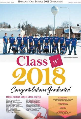 Hancock graduation 2018 by Stevens County Times - Issuu