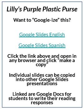 Lilly's Purple Plastic Purse Lesson Plan, Google Slides & Docs Activities