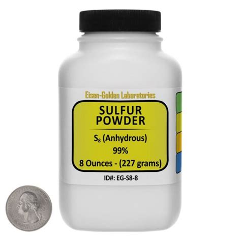 Sulfur Powder [S8] 99% ACS Grade Powder 8 Oz in a Space-Saver Bottle ...