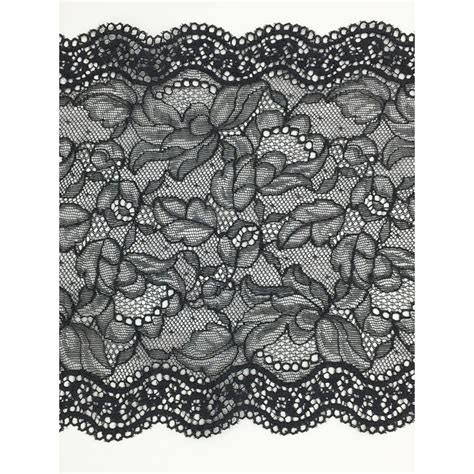 Galon Dentelle De Calais Noir Motif Floral Dentellel