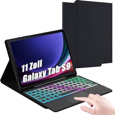 Étui De Protection Pour Galaxy Tab S9 Avec Clavier Éclairage 3 Zones