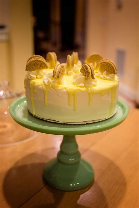 Lemon Drip Cake With Vanilla Buttercream And While Chocolate Ganache