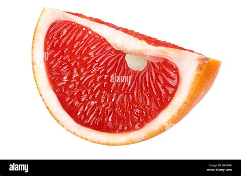 Grapefruit Quarter Slice Isolated On White Shadowless Stock Photo Alamy