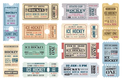 Ice hockey sport game tickets, admit 23503625 Vector Art at Vecteezy