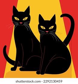 Two Black Cats Handmade Drawing Vector Stock Vector (Royalty Free ...