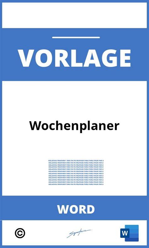 Wochenplaner Vorlage Word