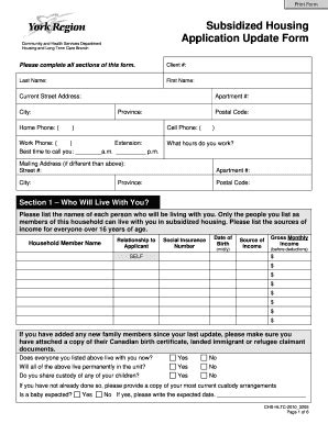 Fillable Online Housing Update Form Fax Email Print PdfFiller