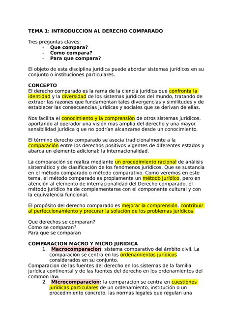 Parte 1 Introduccion Al Derecho Comparado Tema 1 Introduccion Al