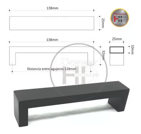 Manija Mueble X Mm Recta Aluminio Negro Mate En Venta En La