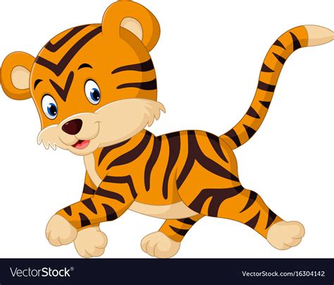 Cute Tiger Cartoon Royalty Free Vector Image Vectorstock