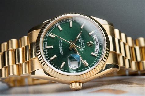 Rolex Gold President 118238 Box And Papers 2021 Rolex Service Green Dial Coinwatchco