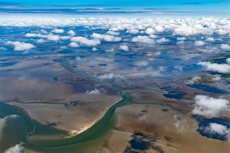 Luftaufnahme Friedrichskoog Wattenmeer der Nordsee Küste vor