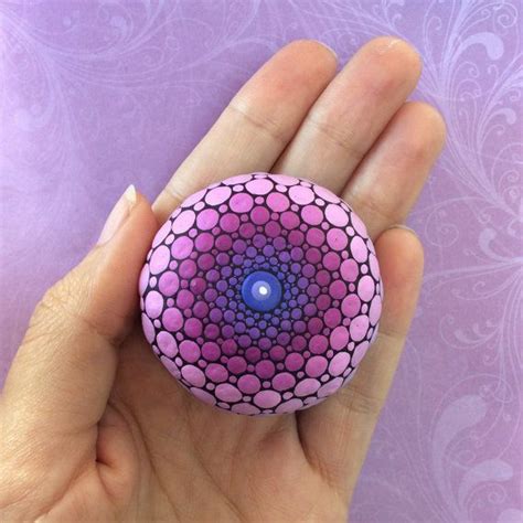 Jewel Drop Mandala Painted Stone Sacred Geometry By ElspethMcLean