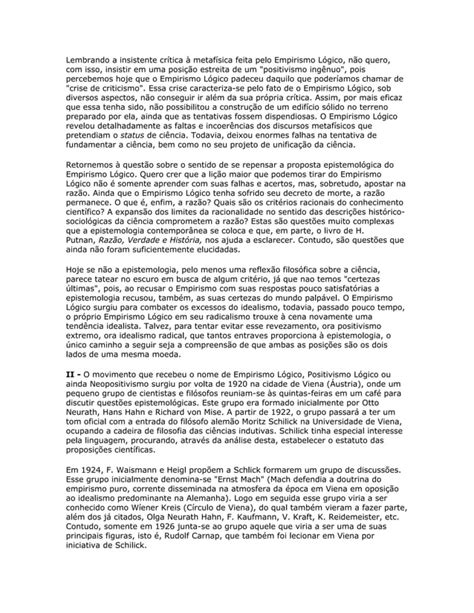 O Circulo De Viena E O Empirismo Logico PDF