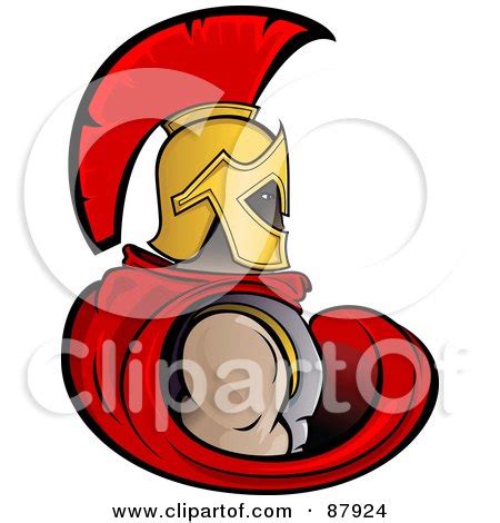 Strong Trojan Warrior In A Red Cape And Golden Helmet Posters, Art ...